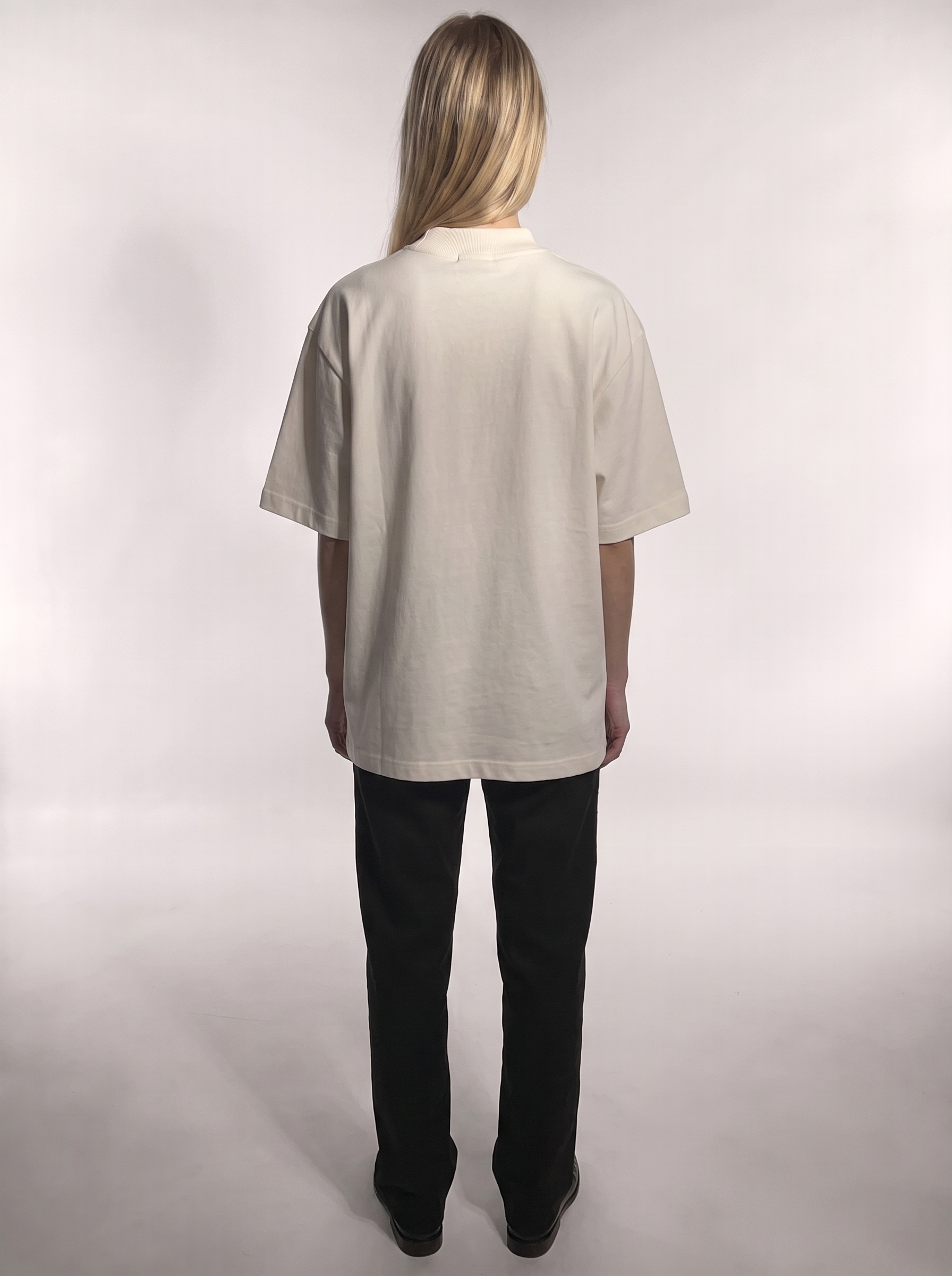 Club Orden Cairo Tee in Bone — back view, plain undecorated back panel
