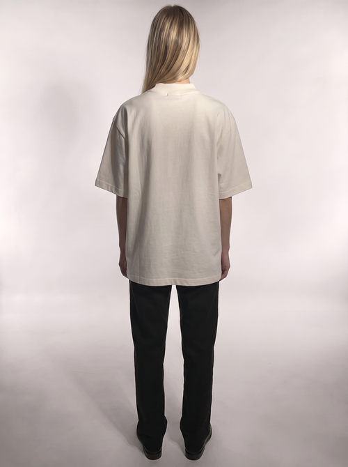 Club Orden Cairo Tee in Bone — back view, plain undecorated back panel